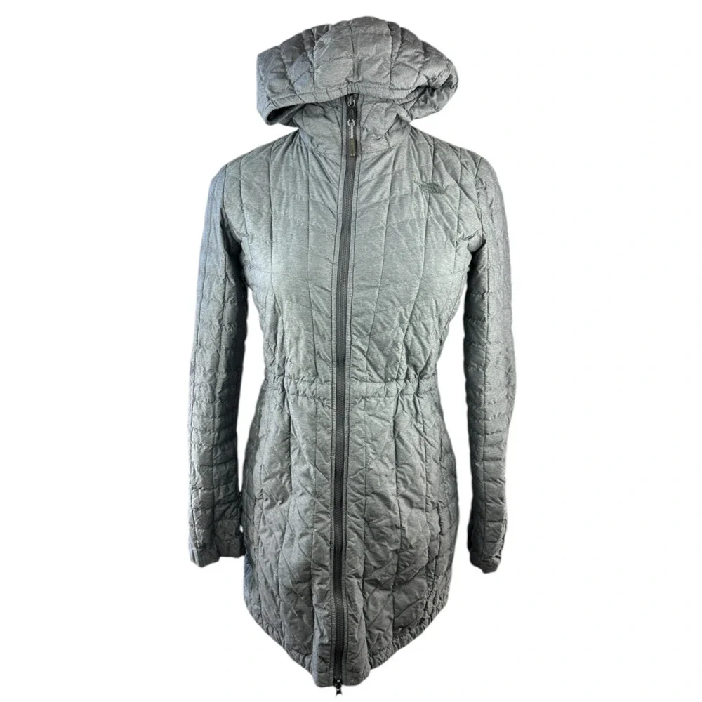 The North Face ThermoBall Parka Jacket Gray Puffer Hooded Outdoor Women's Medium - Picture 14 of 16